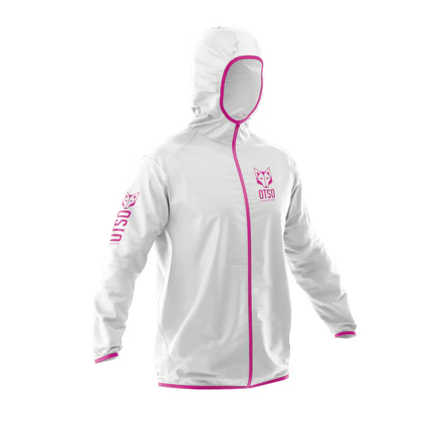 Waterproof Jacket OTSO Unisex - White & Fluo Pink