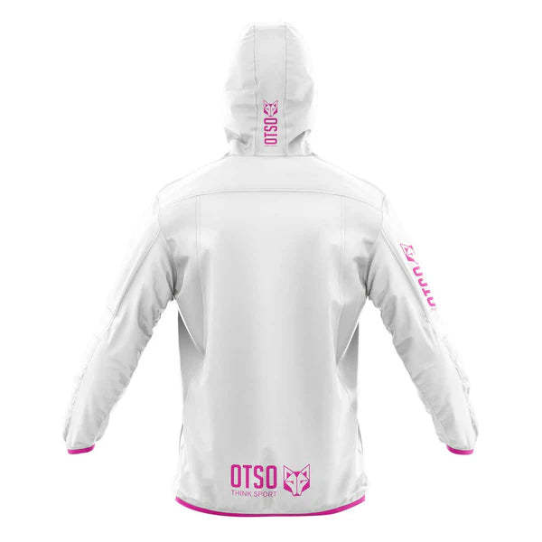 Waterproof Jacket OTSO Unisex - White & Fluo Pink