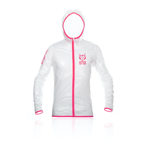 Waterproof Jacket OTSO Unisex - White & Fluo Pink