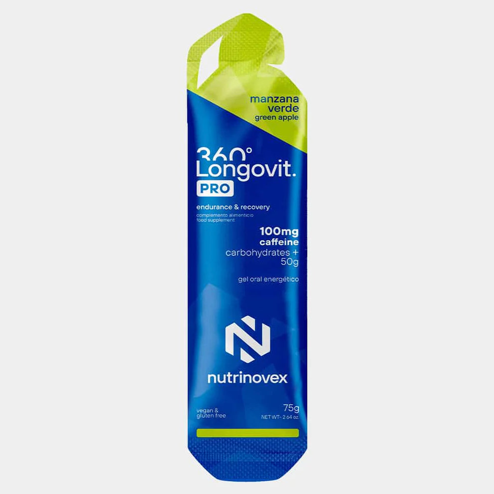 GEL ENERGÉTICO NUTRINOVEX LONGOVIT 360 PRO - Cafeína 100mg - Manzana Verde