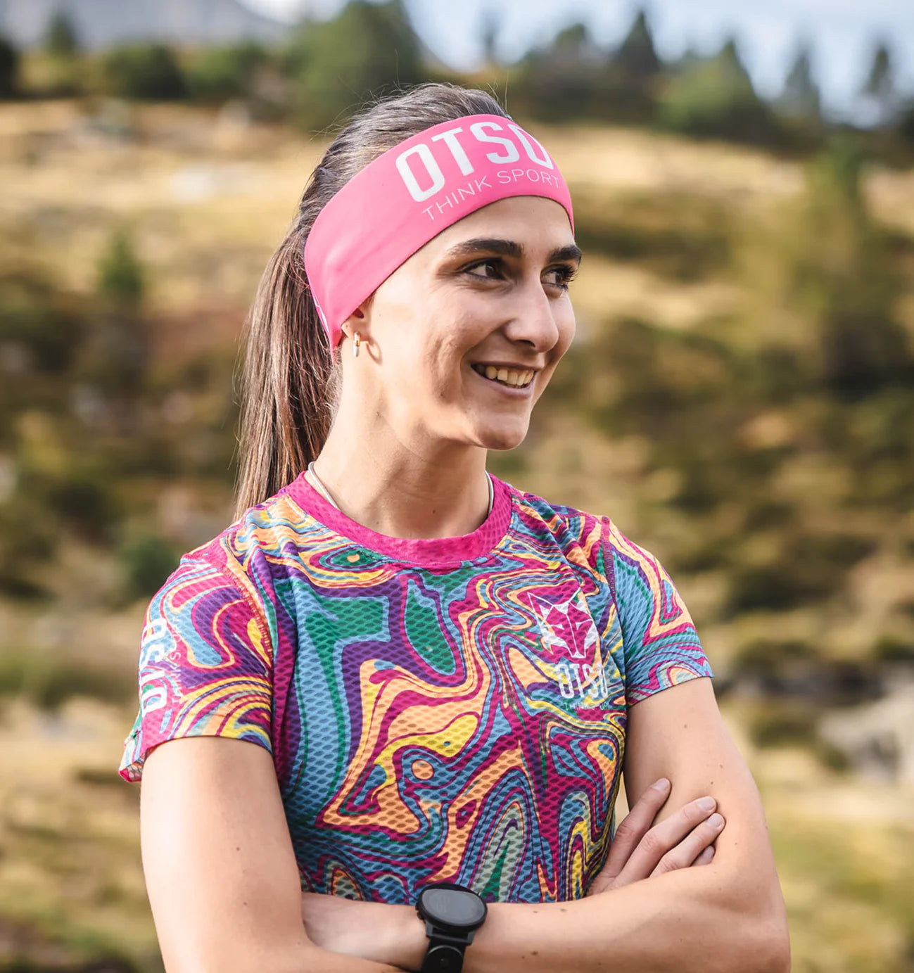 Cinta de cabeza - OTSO Sport Light Blue / Fluo Pink