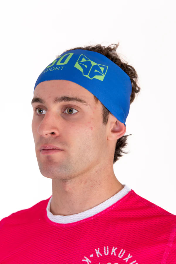 Cinta de cabeza - OTSO Sport Electric Blue / Fluo Green 10cm