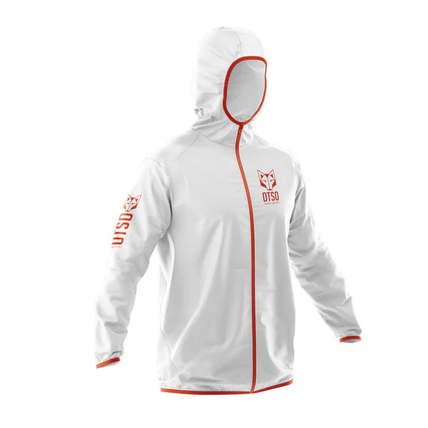 Waterproof Jacket OTSO Unisex - White & Fluo Orange