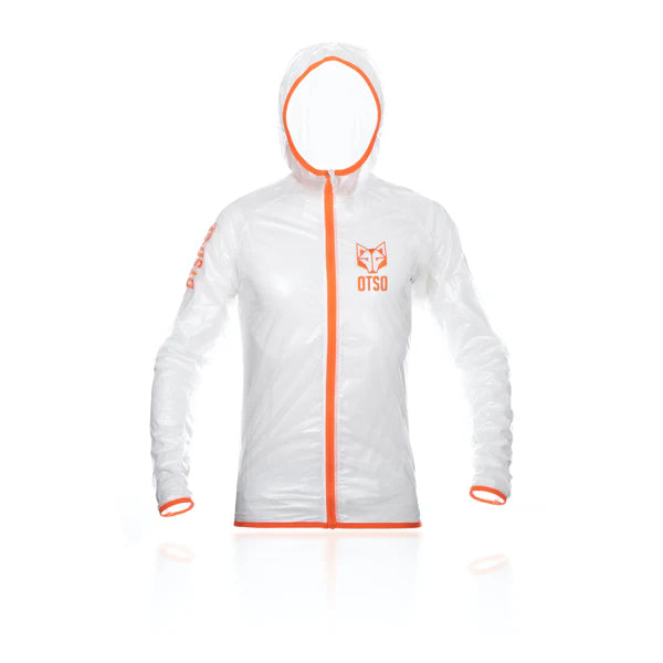 Waterproof Jacket OTSO Unisex - White & Fluo Orange